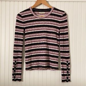 SOLD - EUC Madewell Button-Sleeve Tee in Elsie Stripe